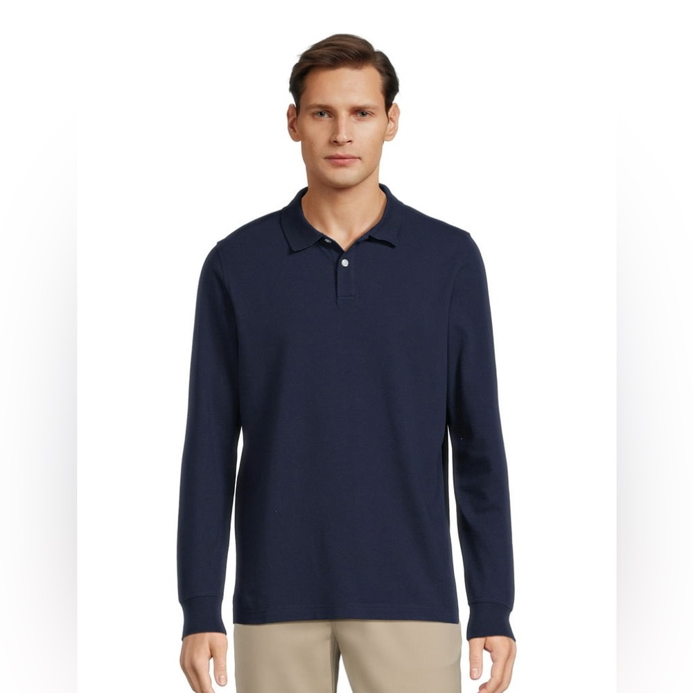 George  men's long-sleeve polo shirt size Xl navy blue
